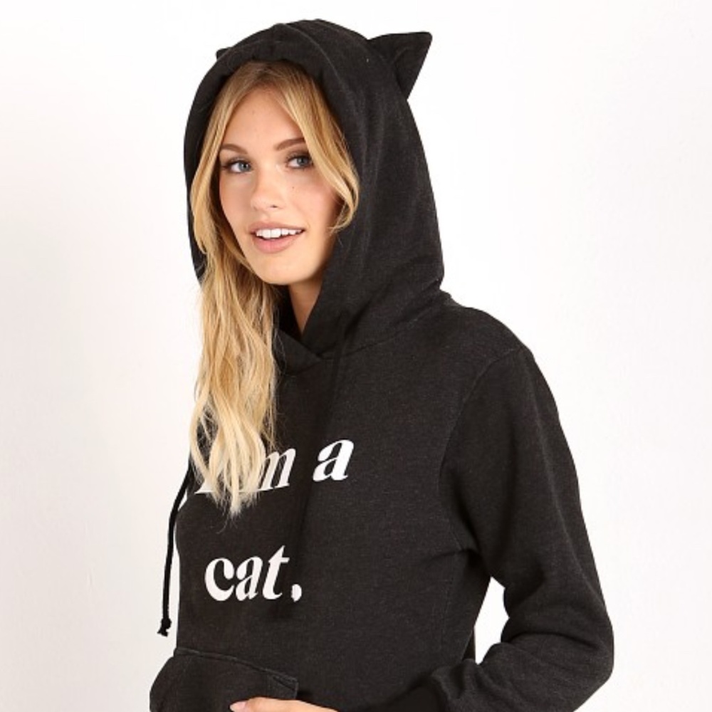WILDFOX I Am A Cat Hoodie Pullover Sweatshirt XS